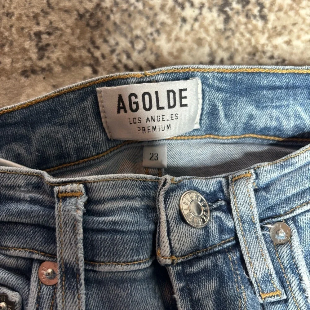 Agolde Women's  Skinny Cropped Jeans Frayed Raw Hem High Rise Size 23